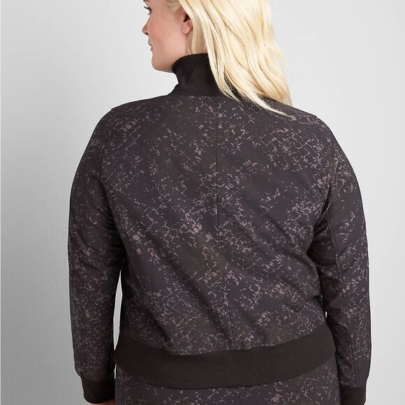 Lane Bryant Black Zip Front Bomber Jacket 20 | Plus Size Athleisure Active Top - Picture 2 of 10